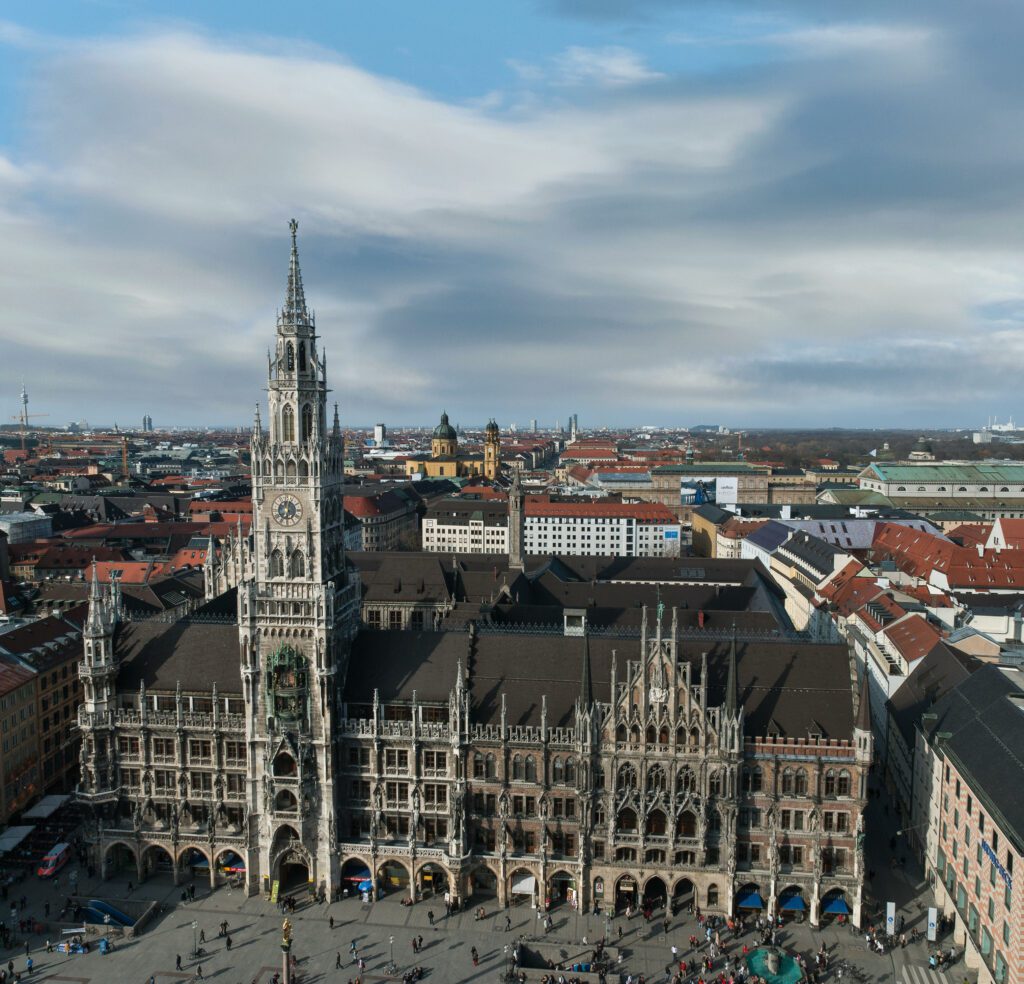 Day 1 of 5 Days in Munich: New Town Hall from above, overlooking Marienplatz in Munich, Germany