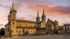 Cathedral of Bamberg (Franconia, Germany), a brown, baroque church